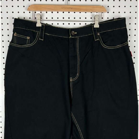 Red Monkey Company Black Jorts Size 40 Denim Shorts Y2K Stitched Chinese Gold - Picture 5 of 7